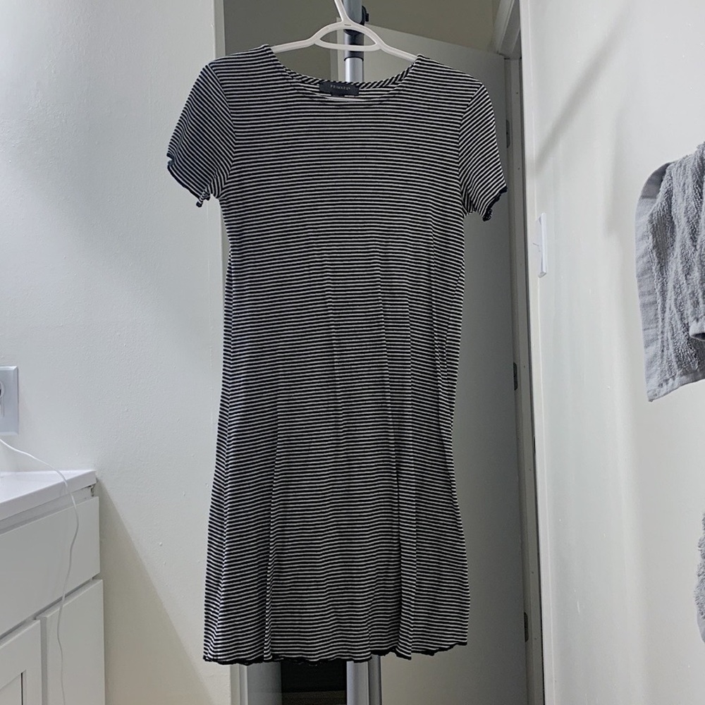 Primark | Midi-Dress | Black & White Striped | Size: 6
